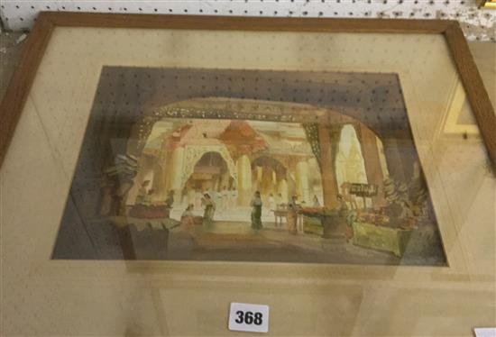 Tinaye Burmese artist - watercolour Market Scene